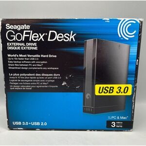 Seagate GoFlex Desk 3TB External Drive 3.0+2.0 USB For PC & Mac- Sealed